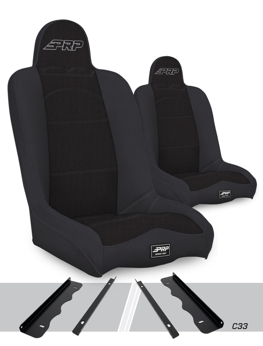 Daily Driver High Back Suspension Seats Kit for 95-01 Jeep Cherokee XJ Pair - Black