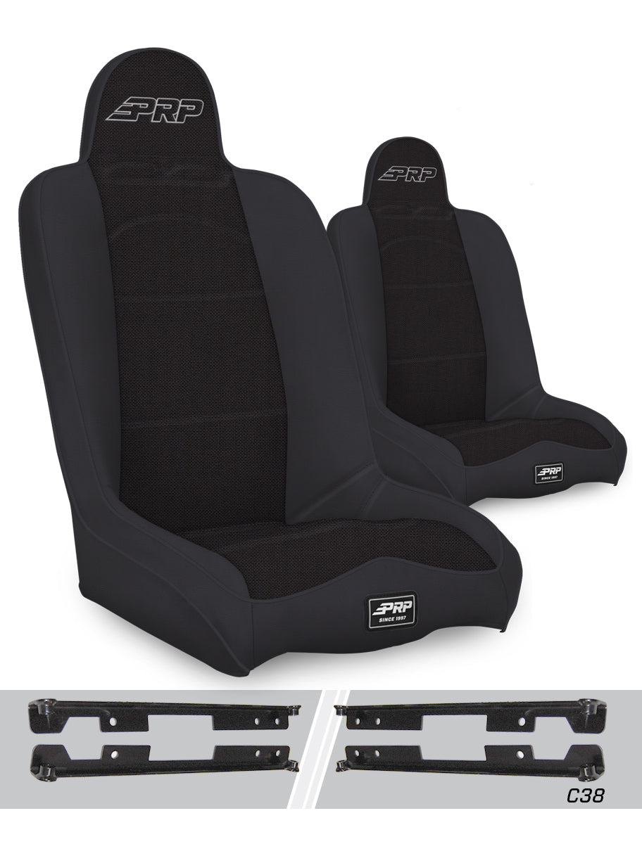 Daily Driver High Back Suspension Seats Kit for Jeep Wrangler JK/JKU Pair - Black