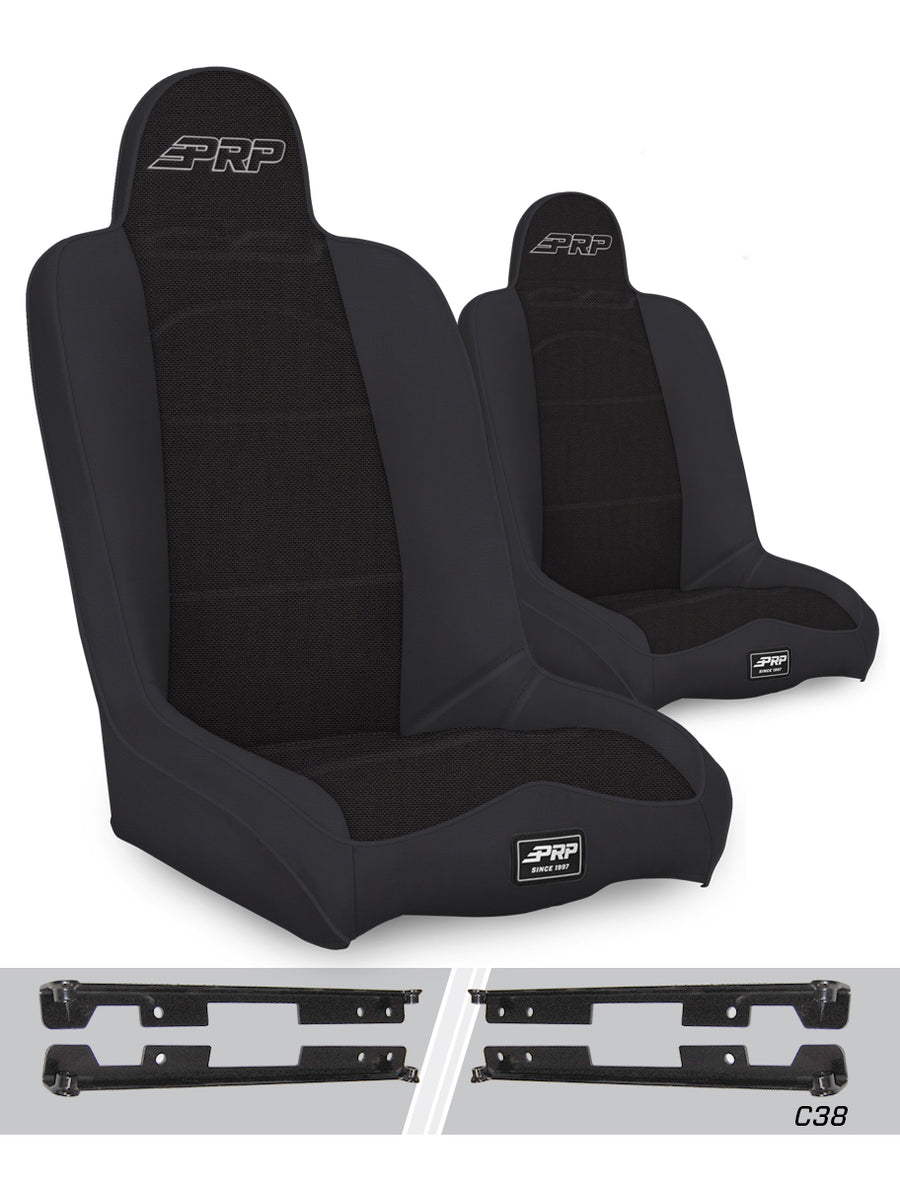 Daily Driver High Back Suspension Seats Kit for Jeep Wrangler JK/JKU Pair - Black