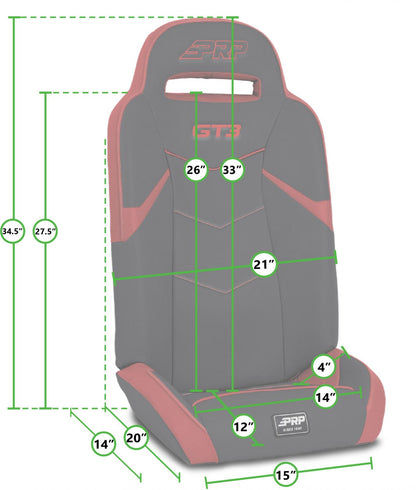 GT3 Fold Flat Rear Suspension Seats for Polaris RZR PRO XP4 PRO R4 Turbo R4 Pair