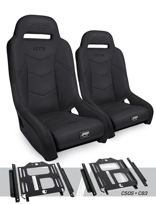 GT3 Suspension Seats Kit for Polaris RZR 570 800 900 Pair - Black