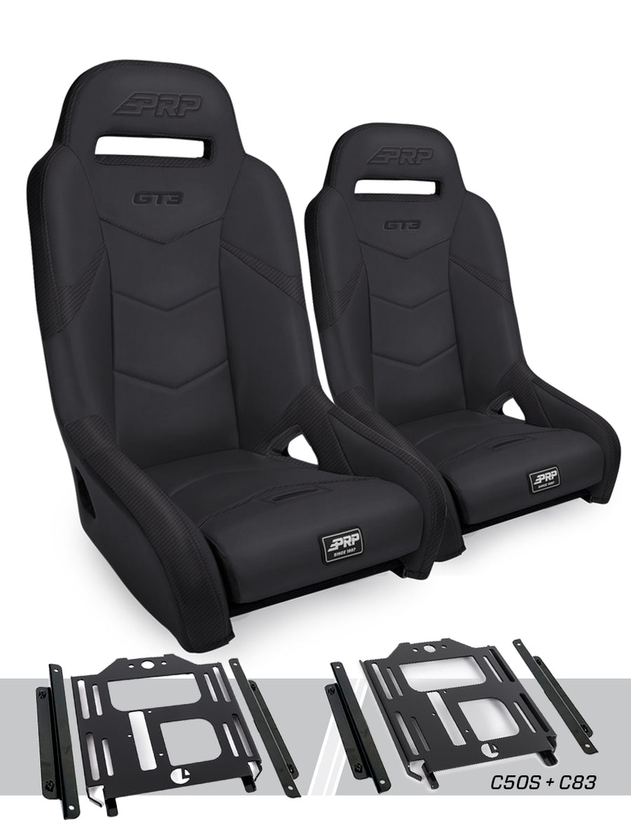 GT3 Suspension Seats Kit for Polaris RZR 570 800 900 Pair - Black