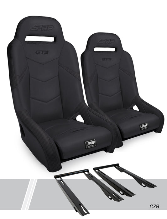 GT3 Suspension Seats Kit for Polaris RZR PRO XP PRO R Turbo R Pair - Black