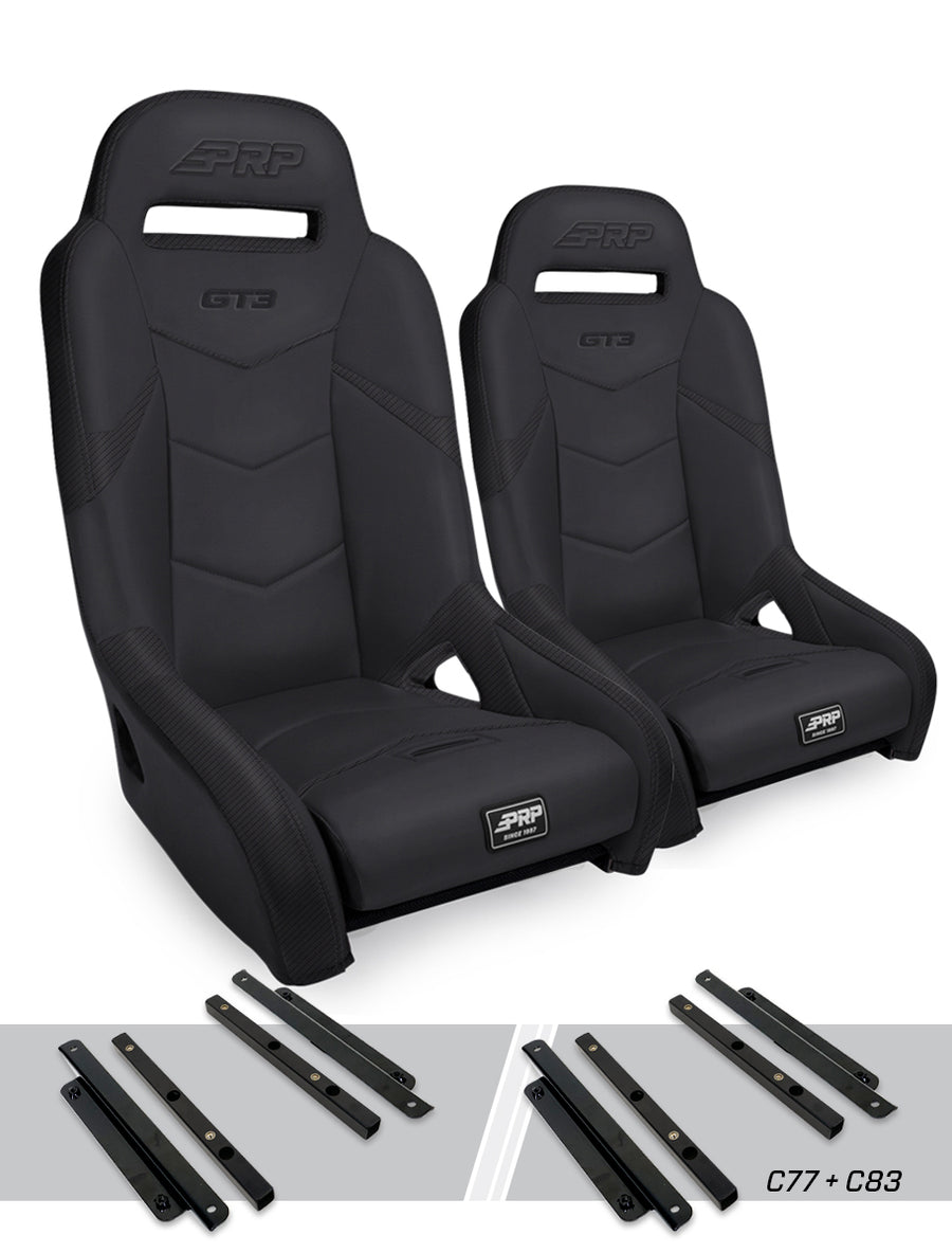 GT3 Suspension Seats Kit for Polaris General RZR S 900 900 Trail Trail XP 1000 Turbo Turbo S RS1 Pair - Black