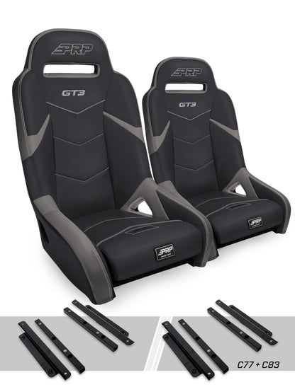 GT3 Suspension Seats Kit for Polaris General RZR S 900 900 Trail Trail XP 1000 Turbo Turbo S RS1 Pair PRP Seats