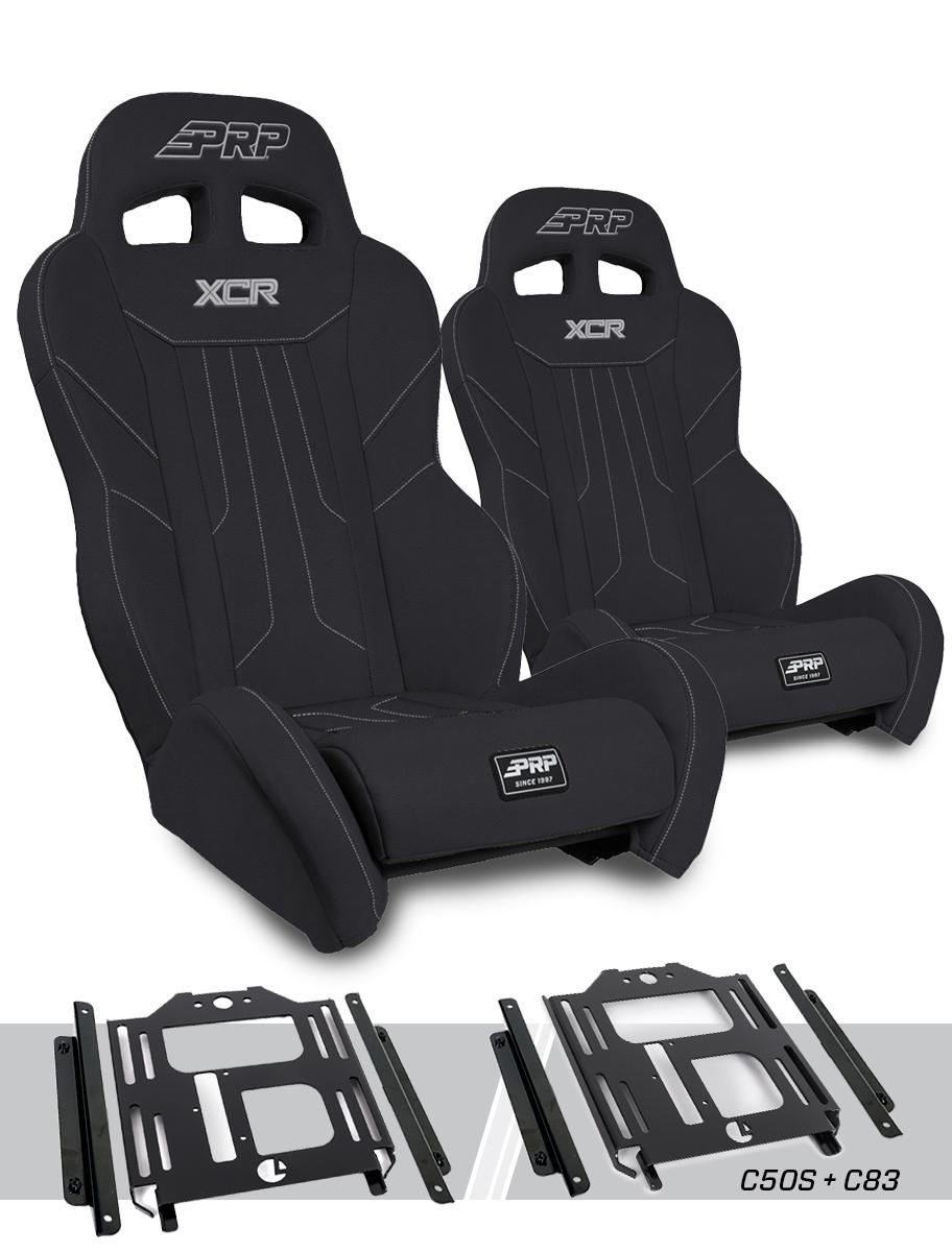 XCR Suspension Seats Kit for Polaris RZR 570 800 900 Pair Black & Gray PRP Seats XCR Suspension Seats Kit for Polaris RZR 570 800 900 Pair PRP Seats