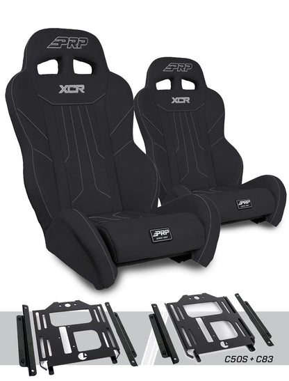 XCR Suspension Seats Kit for Polaris RZR 570 800 900 Pair Black & Gray PRP Seats XCR Suspension Seats Kit for Polaris RZR 570 800 900 Pair PRP Seats