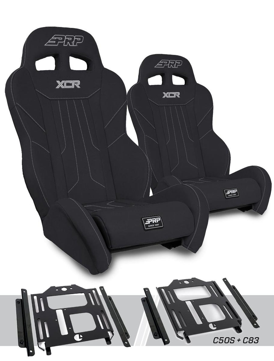 XCR Suspension Seats Kit for Polaris RZR 570 800 900 Pair Black & Gray XCR Suspension Seats Kit for Polaris RZR 570 800 900 Pair - Black