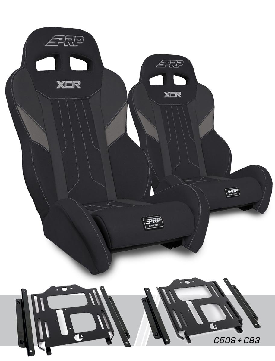 XCR Suspension Seats Kit for Polaris RZR 570 800 900 Pair Black & Gray PRP Seats XCR Suspension Seats Kit for Polaris RZR 570 800 900 Pair PRP Seats