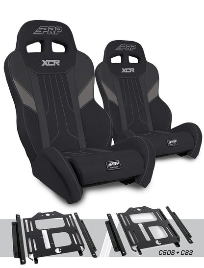 XCR Suspension Seats Kit for Polaris RZR 570 800 900 Pair Black & Gray PRP Seats XCR Suspension Seats Kit for Polaris RZR 570 800 900 Pair PRP Seats