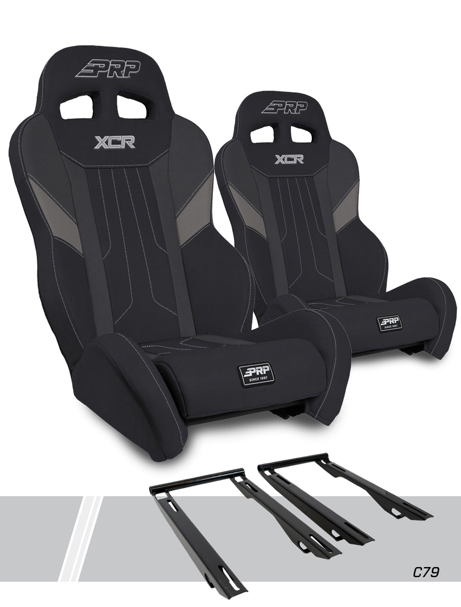 XCR Suspension Seats Kit for Polaris RZR PRO XP PRO R Turbo R Pair Black & Gray PRP Seats