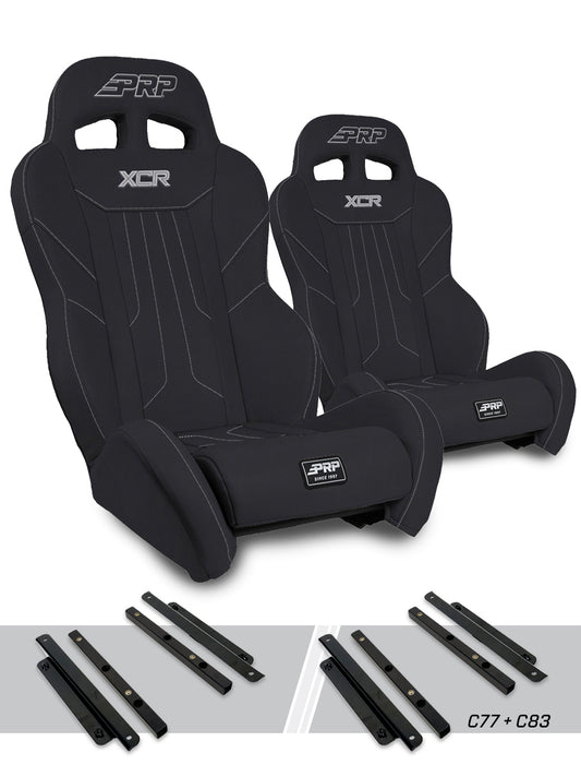 XCR Suspension Seats Kit for Polaris General RZR S 900 900 Trail Trail XP 1000 Turbo Turbo S RS1 Pair - Black