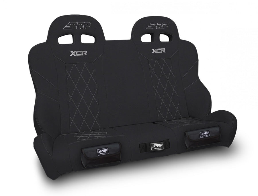 XCR Quick Release Rear Suspension Bench Seat with Diamond Stitch and Front Pockets for Polaris RZR PRO XP4 PRO R4 Turbo R4 - Black