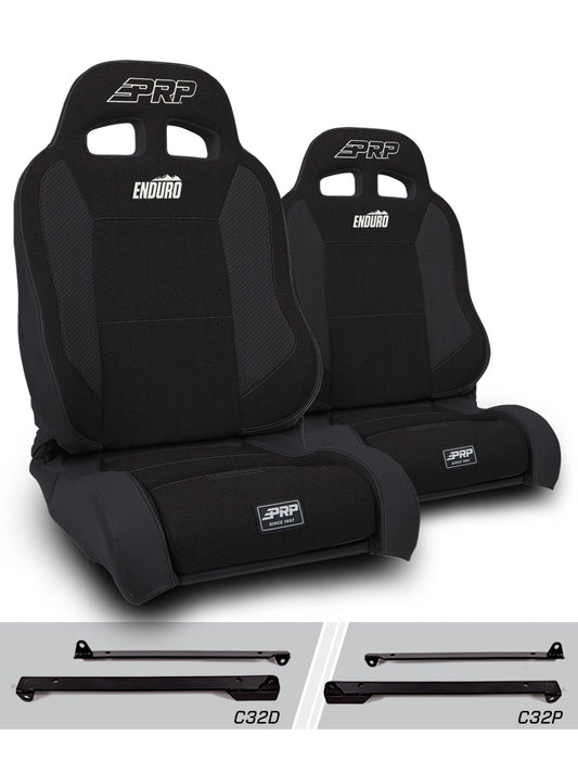 Enduro Elite Suspension Seat Trek Edition Kit for Jeep Wrangler CJ7/YJ Pair - Black