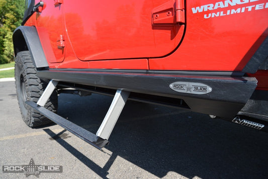Step Slider Skid Plate Kit for 2007-18 Jeep JK 4 Door Rock Slide Engineering