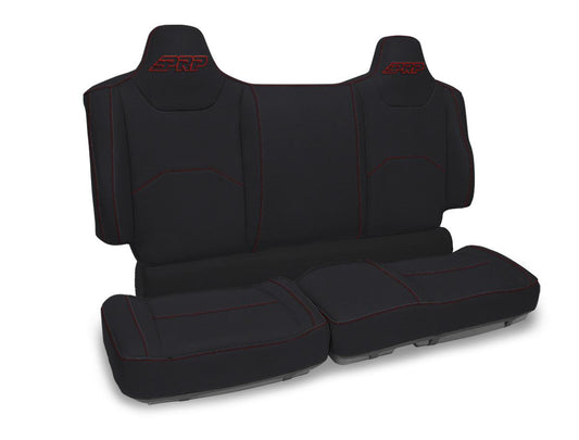Rear Bench Seat Covers for Polaris XPEDITION - Black with Red Stitch