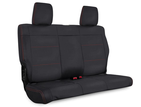 Rear Seat Cover for 11-12 Jeep Wrangler JKU 4 Door Black with Red Stitching PRP Seats