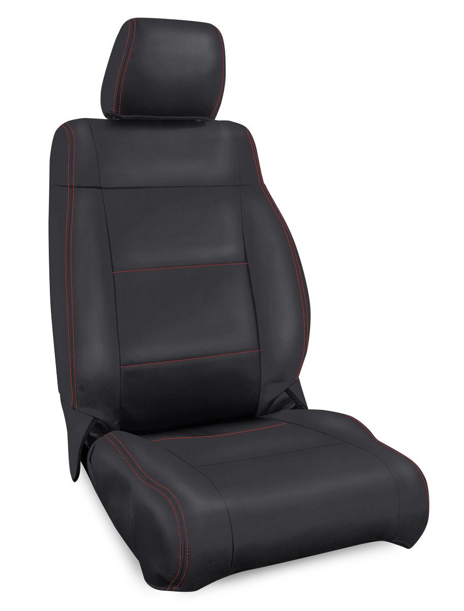 Front Seat Covers for 13-18 Jeep Wrangler JK 2 Door or 4 Door Pair Black with Red Stitching PRP Seats