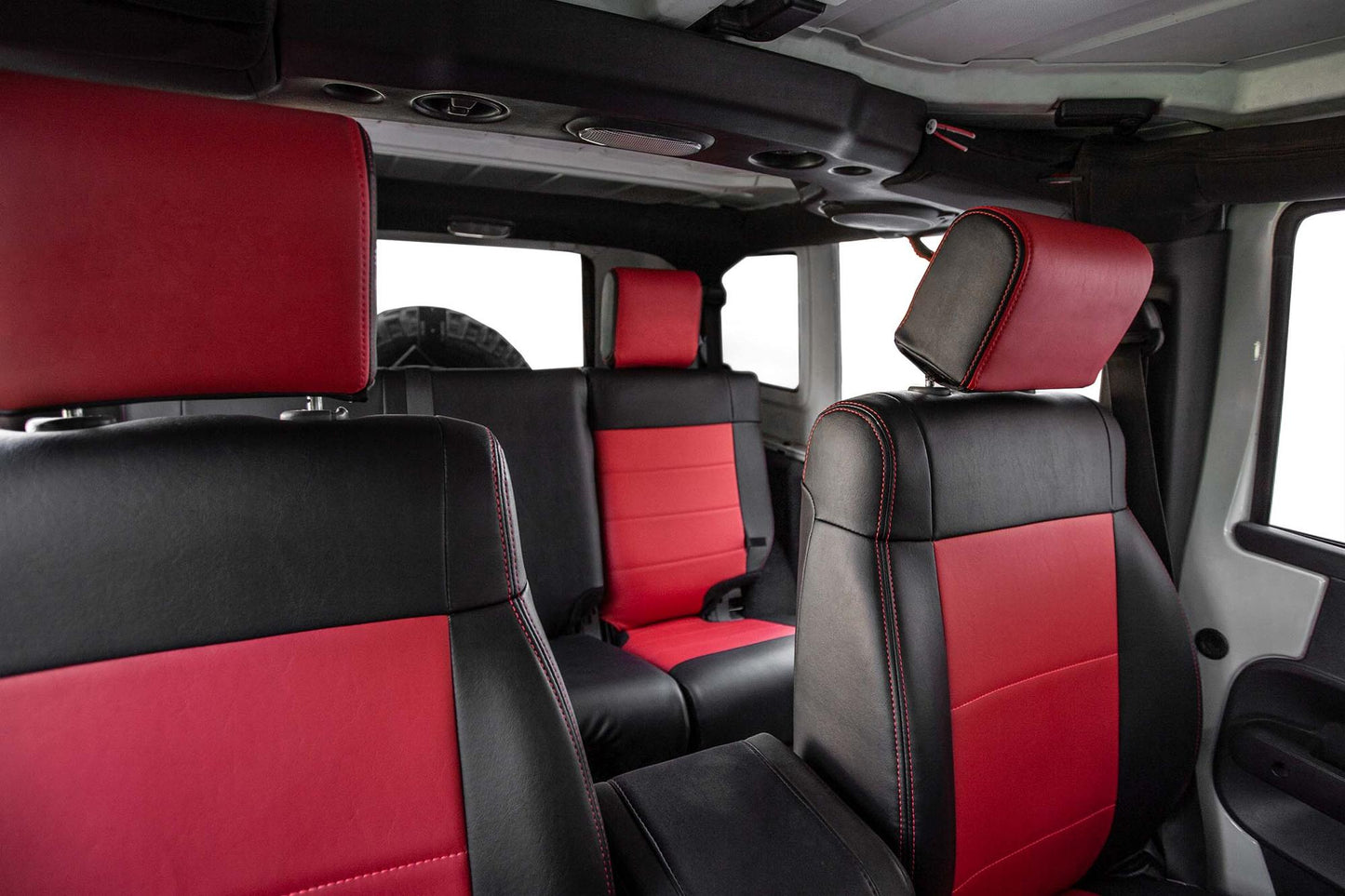Front Seat Covers for 13-18 Jeep Wrangler JK 2 Door or 4 Door Pair Black and Red PRP Seats