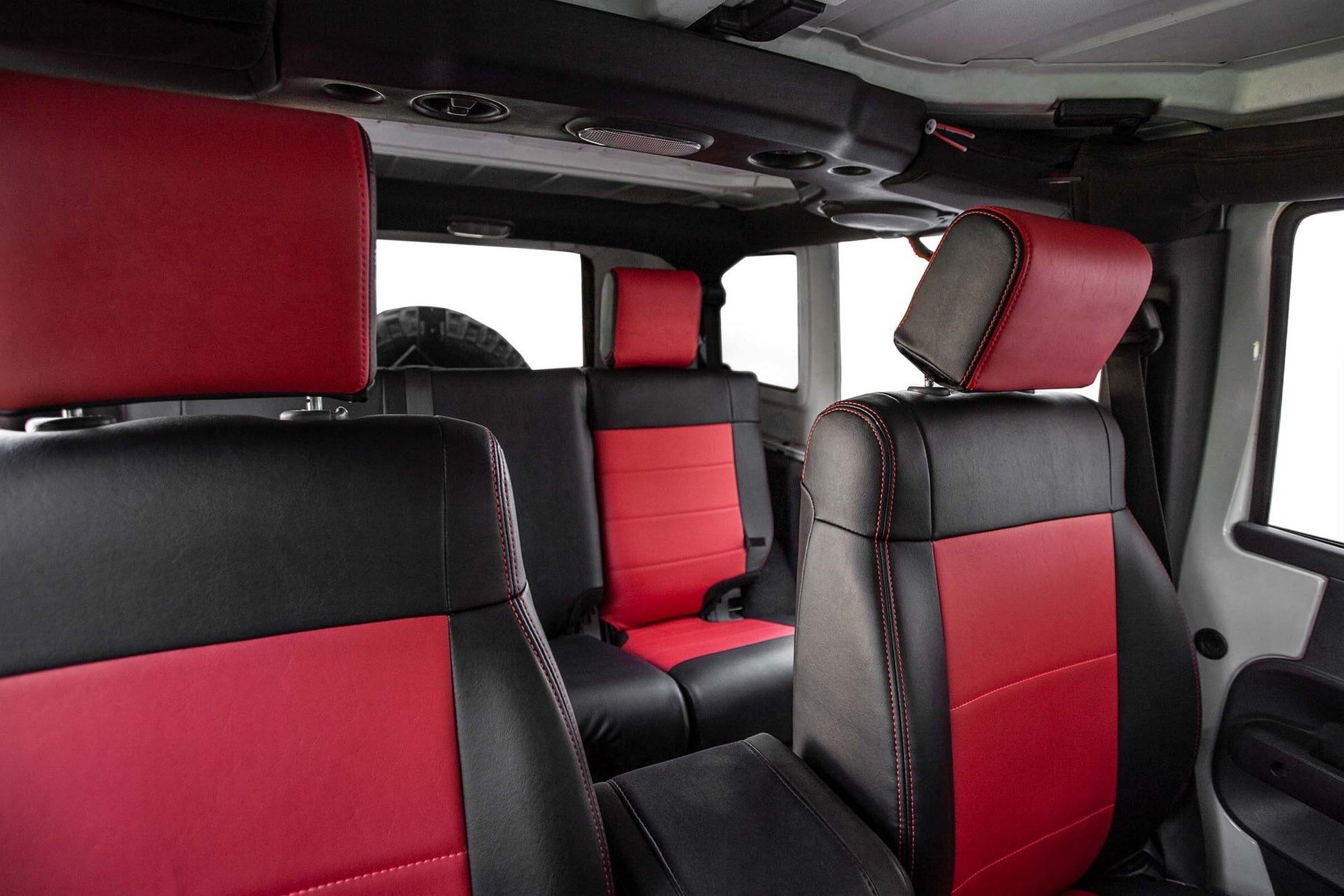 Front Seat Covers for 13-18 Jeep Wrangler JK 2 Door or 4 Door Pair Black and Red PRP Seats
