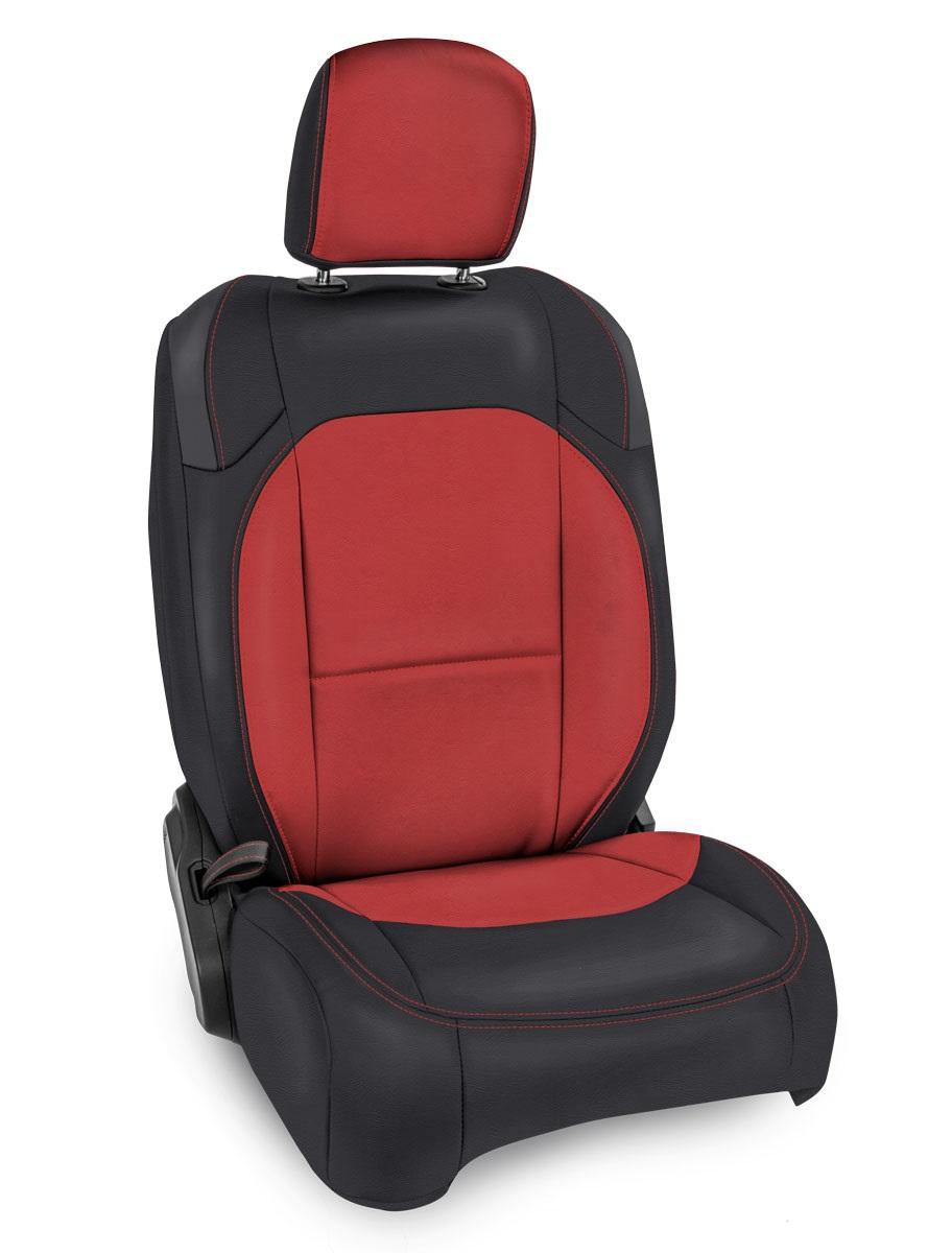 Front Seat Covers For 18-24 Jeep Wrangler JL 2 Door with Pocket Back Pair Black and Red PRP Seats