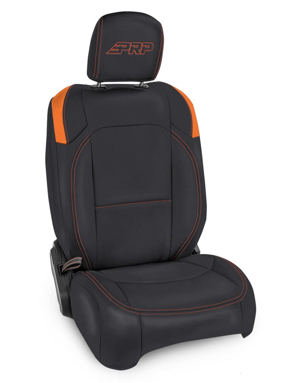 Front Seat Covers for Jeep Wrangler JLU 4 Door Jeep Gladiator JT with Pocket Back Pair Black and Orange PRP Seats