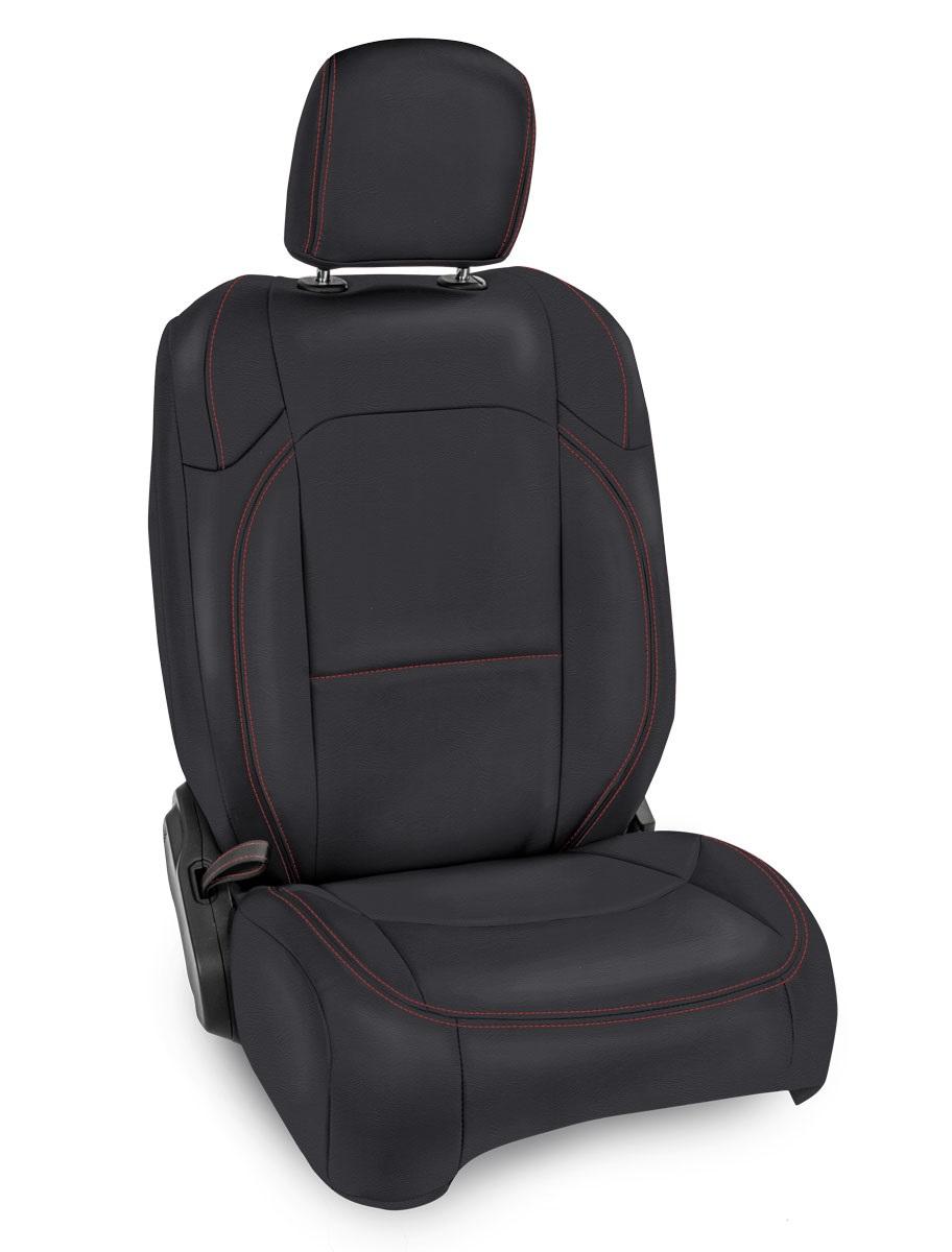 Front Seat Covers for Jeep Wrangler JLU 4 Door Jeep Gladiator JT with Molle Back Pair Black with Red Stitching PRP Seats