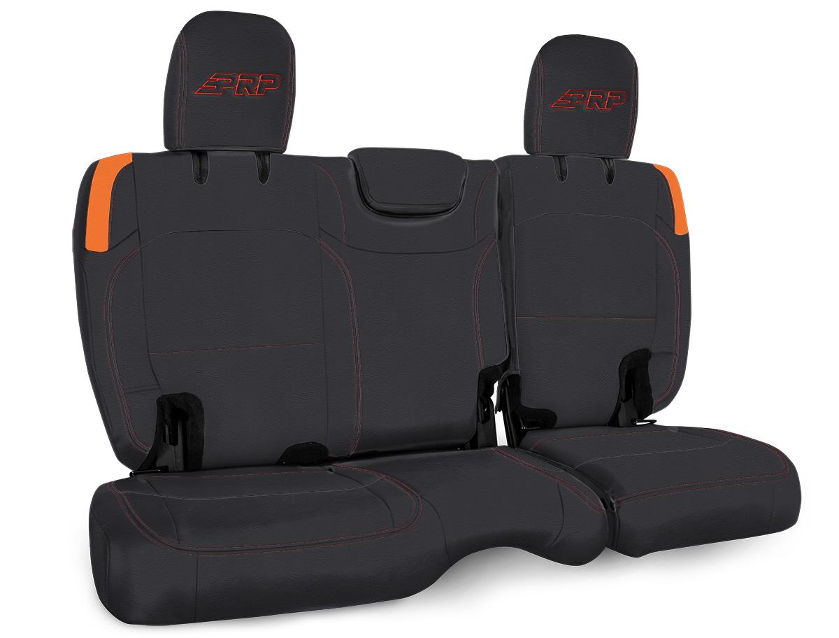 Rear Bench Cover for Jeep Wrangler JLU 4 door with no armrest Black and Orange PRP Seats