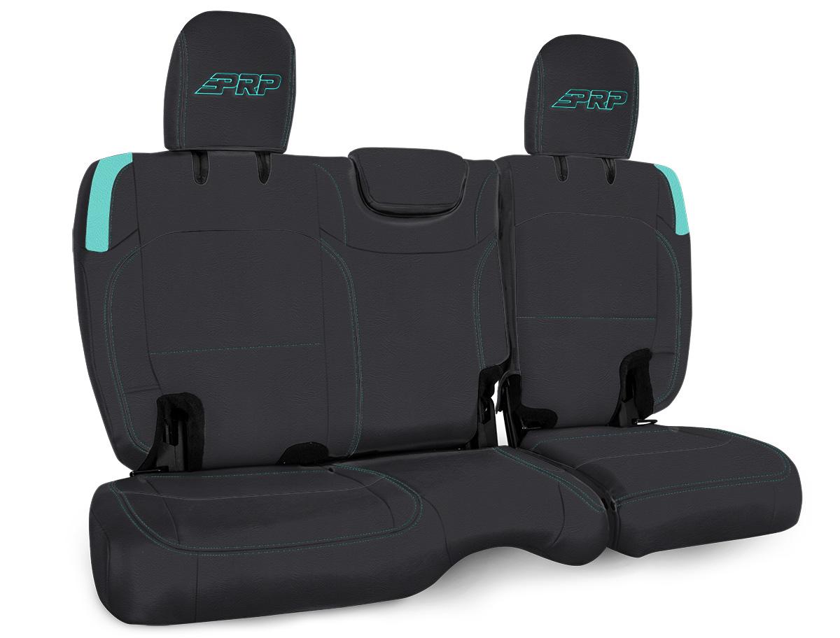 Rear Bench Cover for Jeep Wrangler JLU 4 door with no armrest Black and Teal PRP Seats