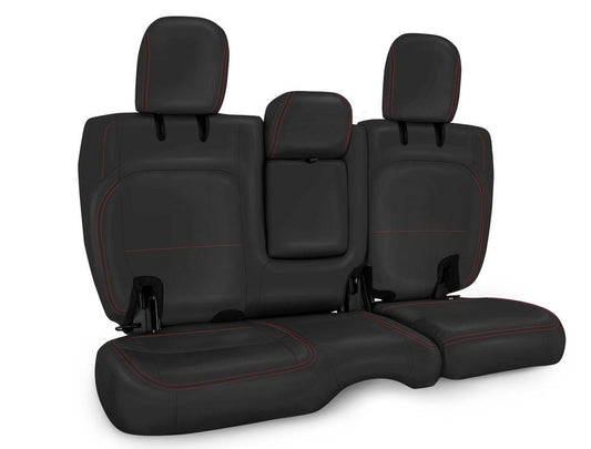 Rear Bench Cover for Jeep Wrangler JLU 4 door with Armrest - Black with Red Stitch