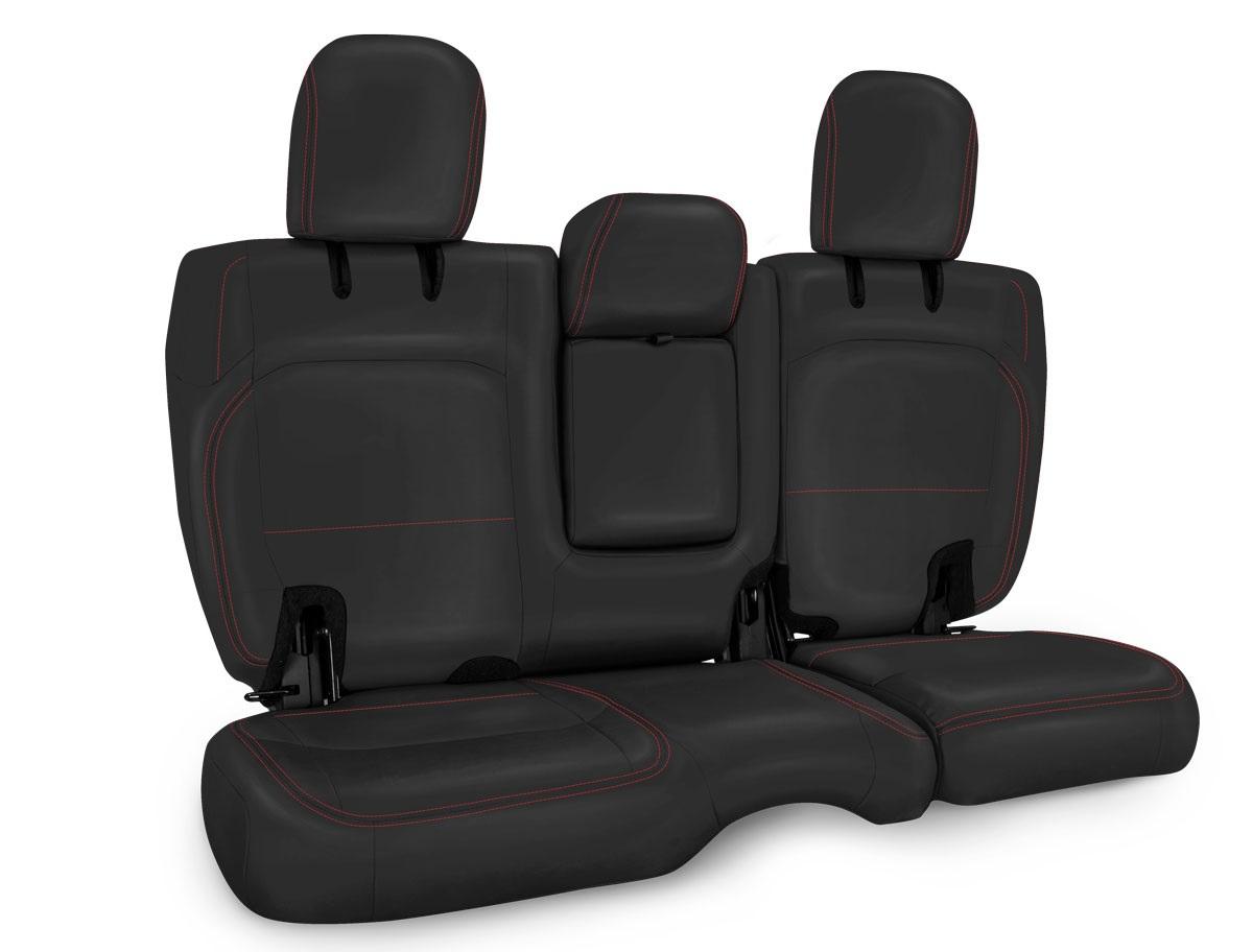 Rear Bench Cover for Jeep Wrangler JLU 4 door with Armrest Black with Red Stitching PRP Seats