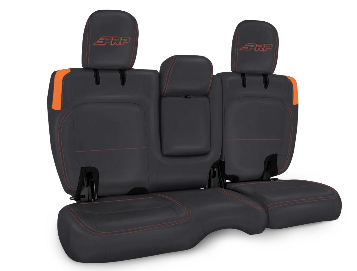 Rear Bench Cover for Jeep Wrangler JLU 4 door with Armrest Black and Orange PRP Seats