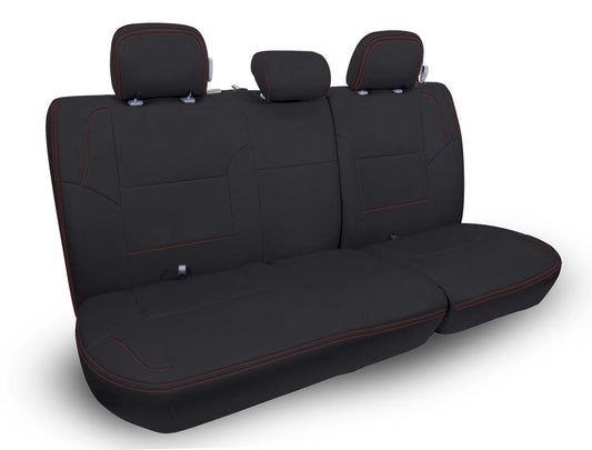 Rear Bench Cover for 12-15 Toyota Tacoma Double Cab - Black with Red Stitch