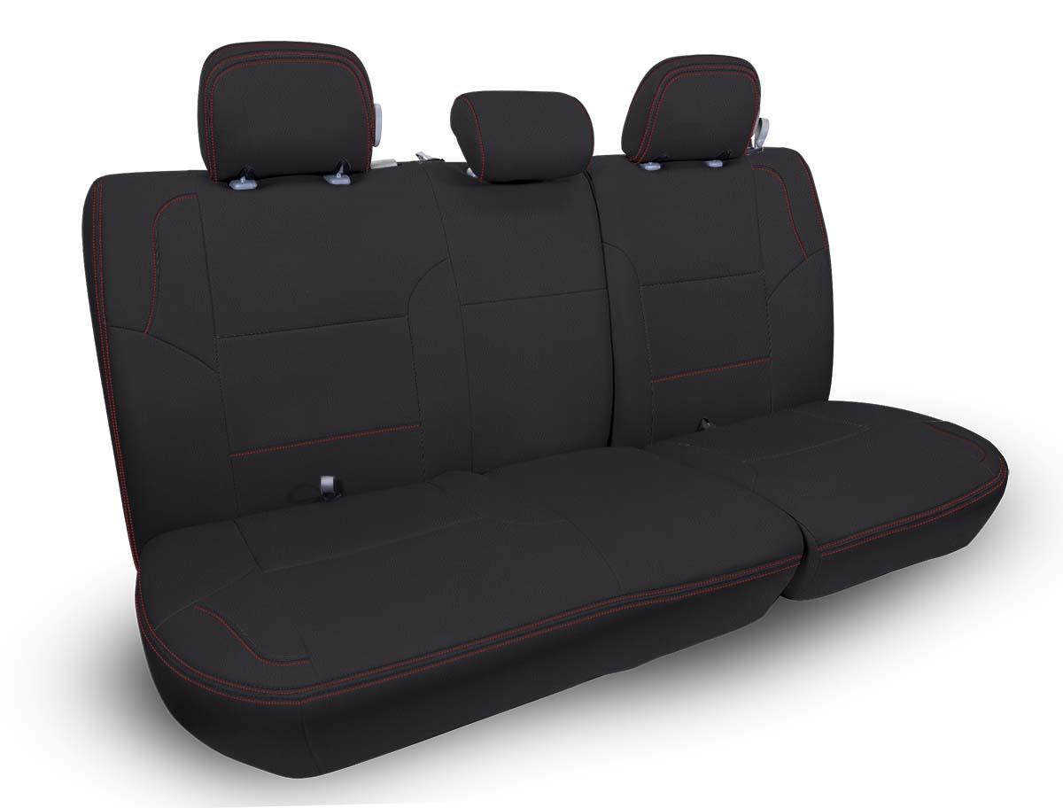 Rear Bench Cover for 12-15 Toyota Tacoma Double Cab Black with Red Stitching PRP Seats