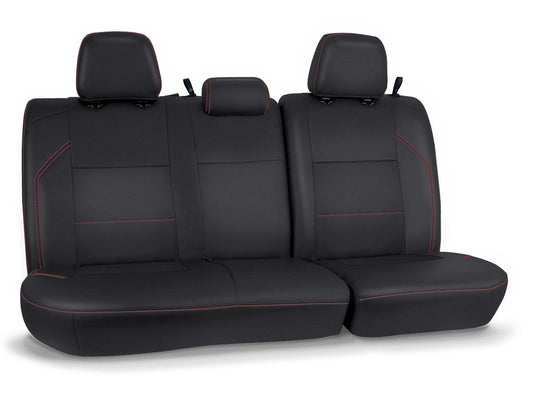 Rear Bench Cover for 2016-2023Toyota Tacoma Double Cab - Black with Red Stitch