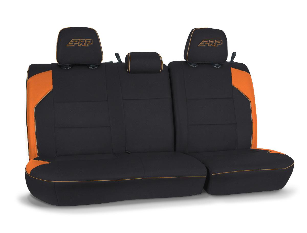 Rear Bench Cover for 2016-2023 Toyota Tacoma Double Cab Black and Orange PRP Seats