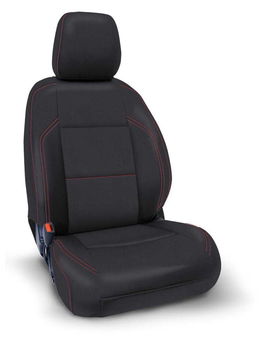 Front Seat Covers for 2016-2023 Toyota Tacoma with Electric Seat Adjusters Pair Black with Red Stitching PRP Seats