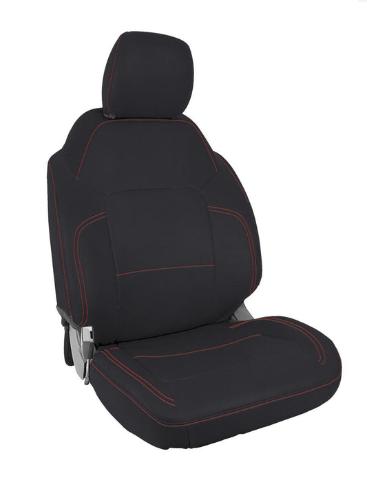 Front Seat Covers for 2021+ Ford Bronco 4 Door - Black with Red Stitch