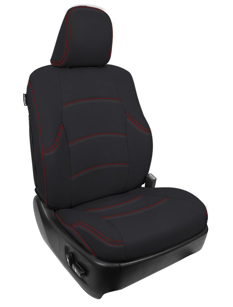 Front Seat Covers for 2011-Up Toyota 4Runner Pair Black with Red Stitching PRP Seats