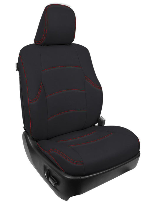 Front Seat Covers for 2011-Up Toyota 4Runner Pair - Black with Red Stitch