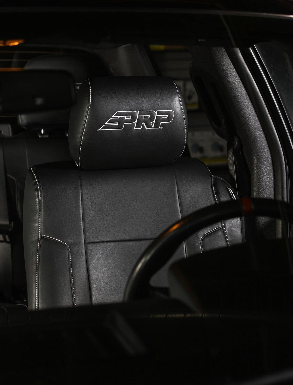 Front Seat Covers for 2012-14 Ford Raptor Pair Black with Silver Stitch PRP Seats