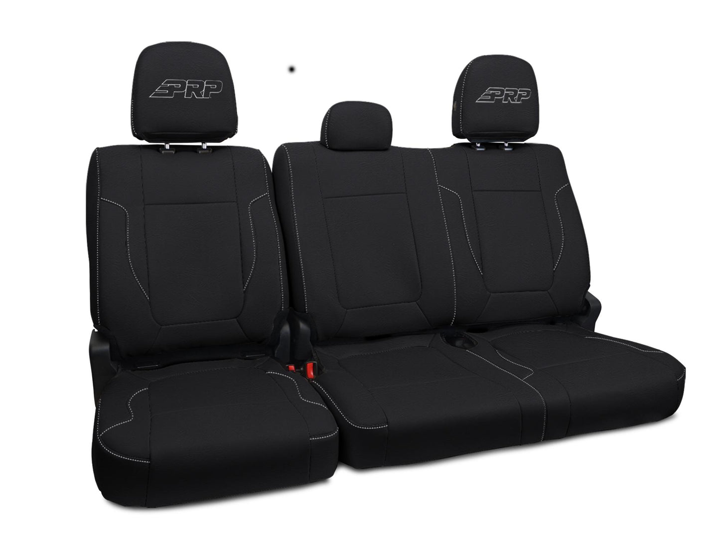 Rear Bench Seat Covers for 2012-14 Ford Raptor Black with Silver Stitch PRP Seats