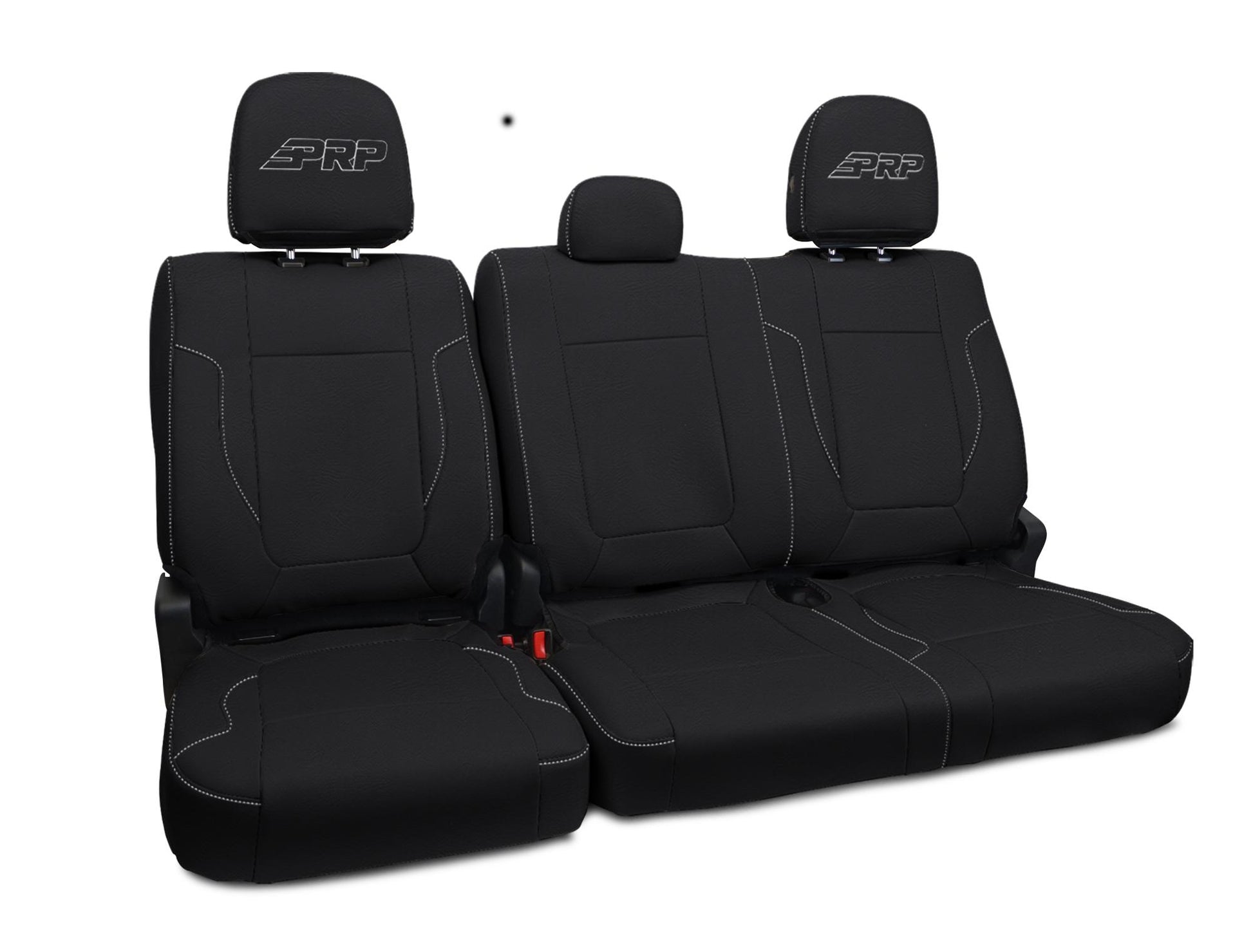 Rear Bench Seat Covers for 2012-14 Ford Raptor Black with Silver Stitch PRP Seats