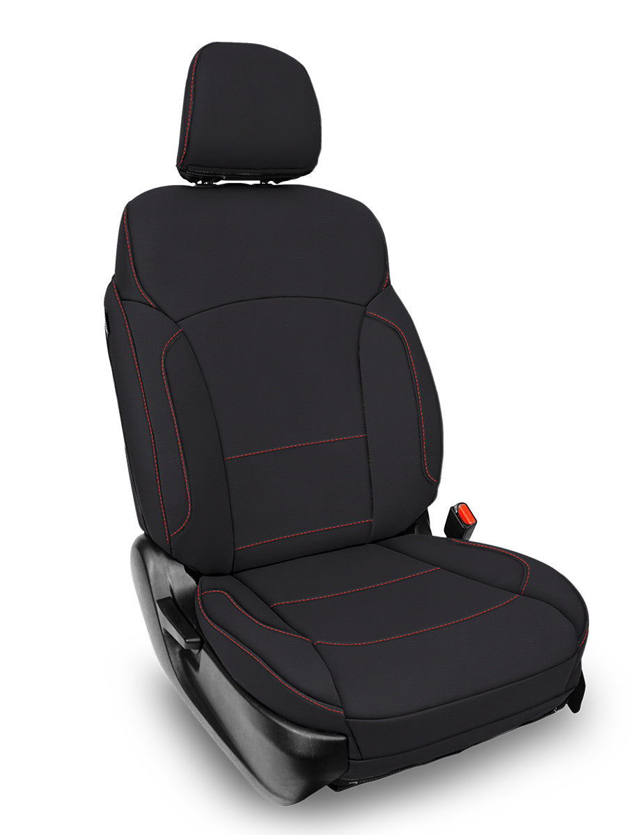 Front Seat Covers for 2013-2017 Subaru Crosstrek Pair Black with Red Stitch PRP Seats