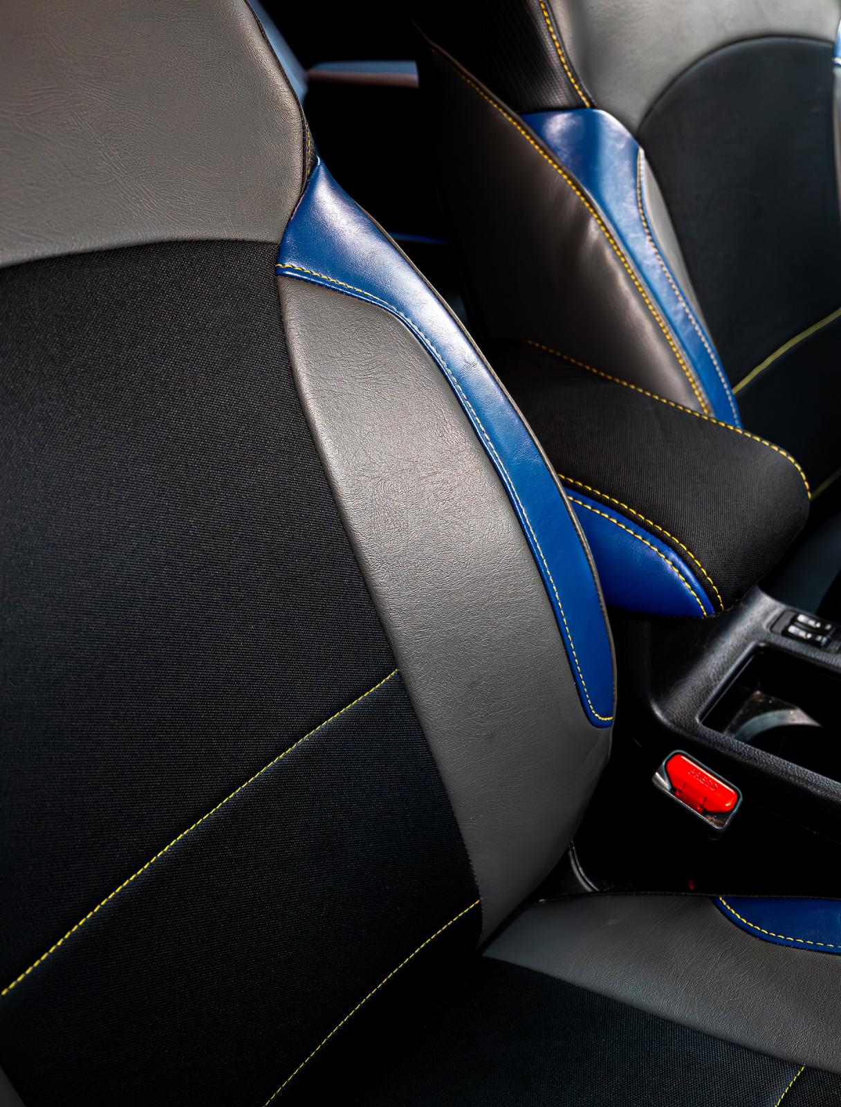 Front Seat Covers for 2013-2017 Subaru Crosstrek Pair Black with Red Stitch PRP Seats
