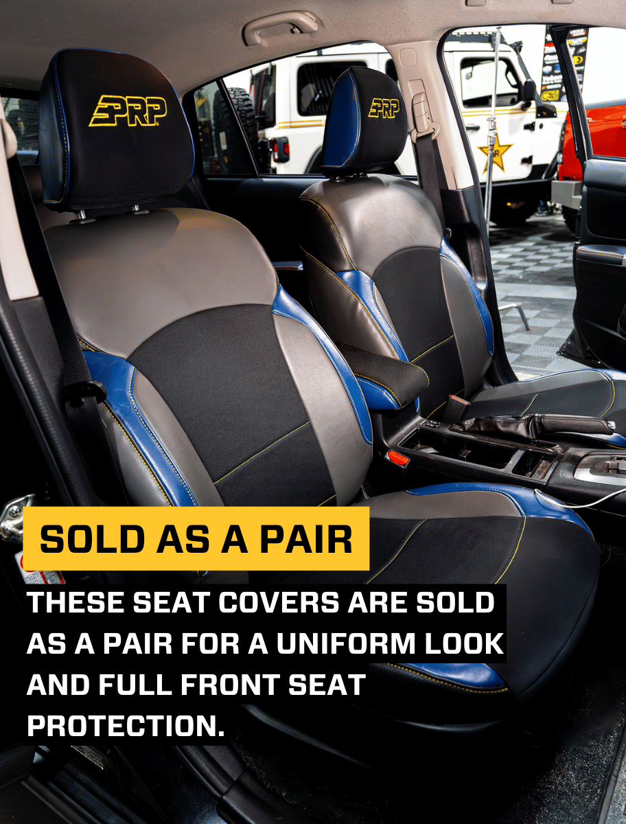 Front Seat Covers for 2013-2017 Subaru Crosstrek Pair Black with Red Stitch PRP Seats