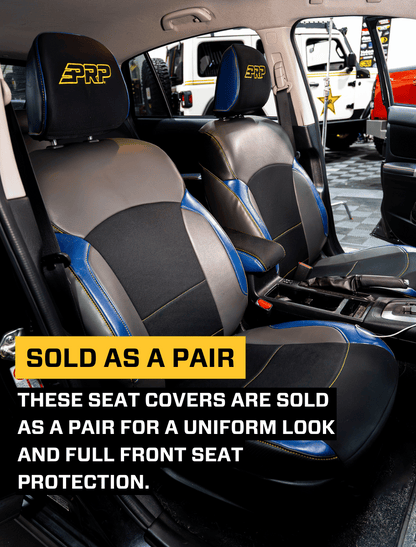 Front Seat Covers for 2013-2017 Subaru Crosstrek Pair Black with Red Stitch PRP Seats