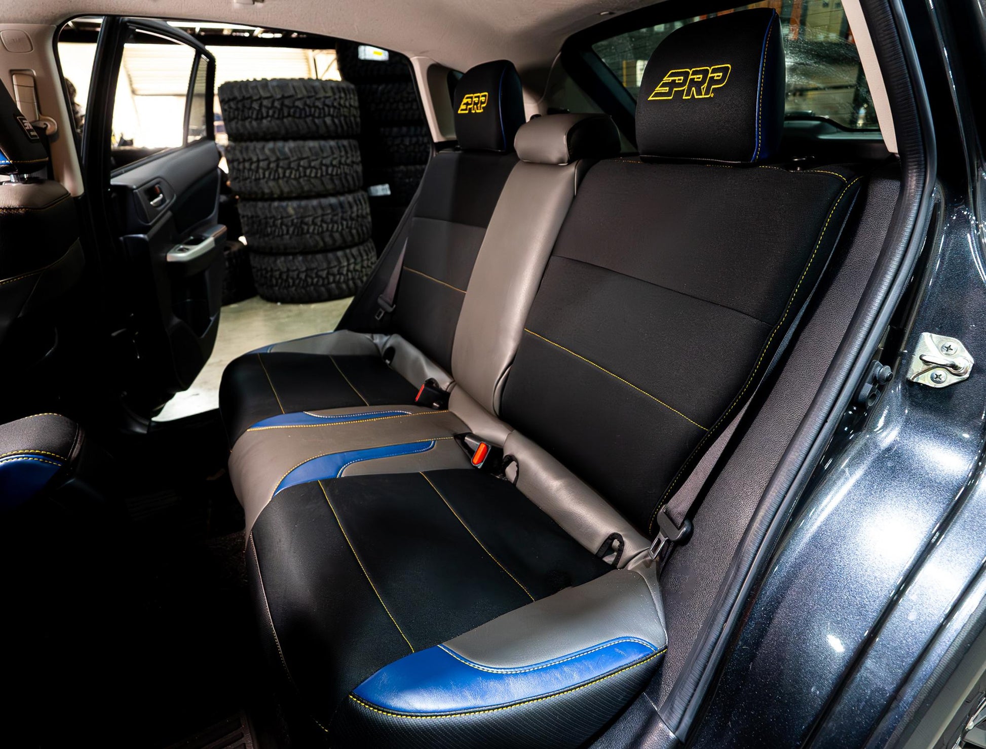 Rear Bench Seat Cover for 2013-2017 Subaru Crosstrek Black with Red Stitch PRP Seats