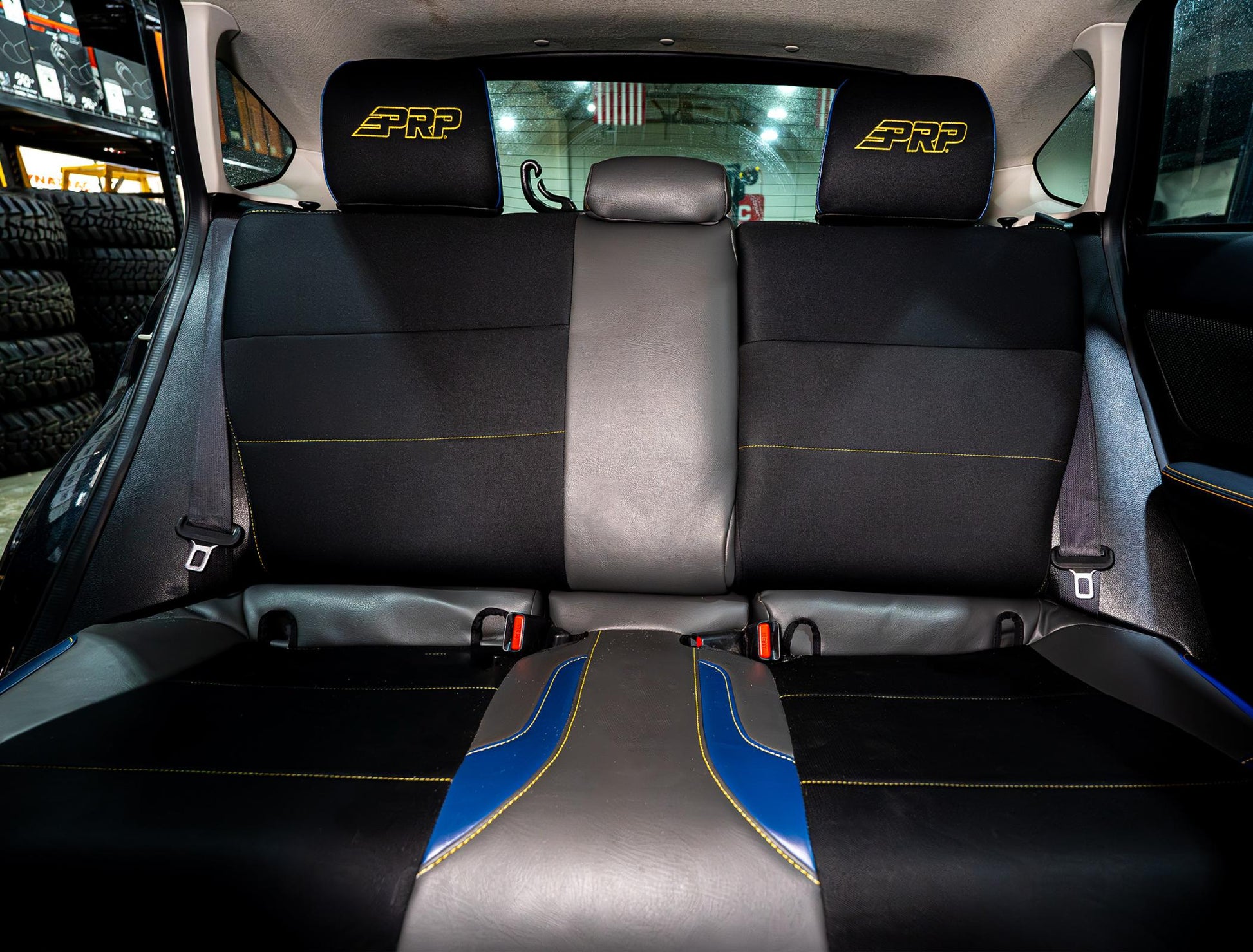 Rear Bench Seat Cover for 2013-2017 Subaru Crosstrek Black with Red Stitch PRP Seats