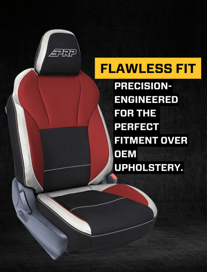 Front Seat Covers for 2018-2023 Subaru Crosstrek Pair Black with Red Stitch PRP Seats